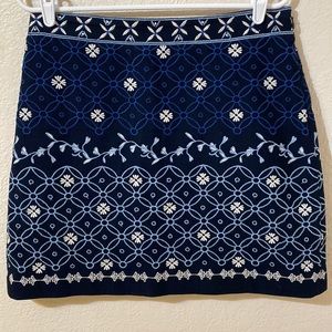 Loft + Navy Blue Floral & Geometric Design Skirt + Size 10